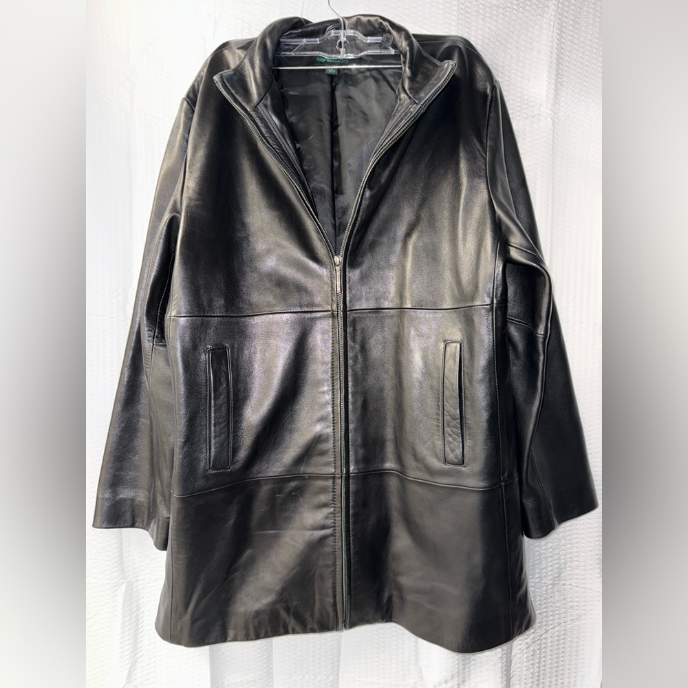 Siena Studio Black Butter Soft Leather Jacket Full Zip Coat Sz L